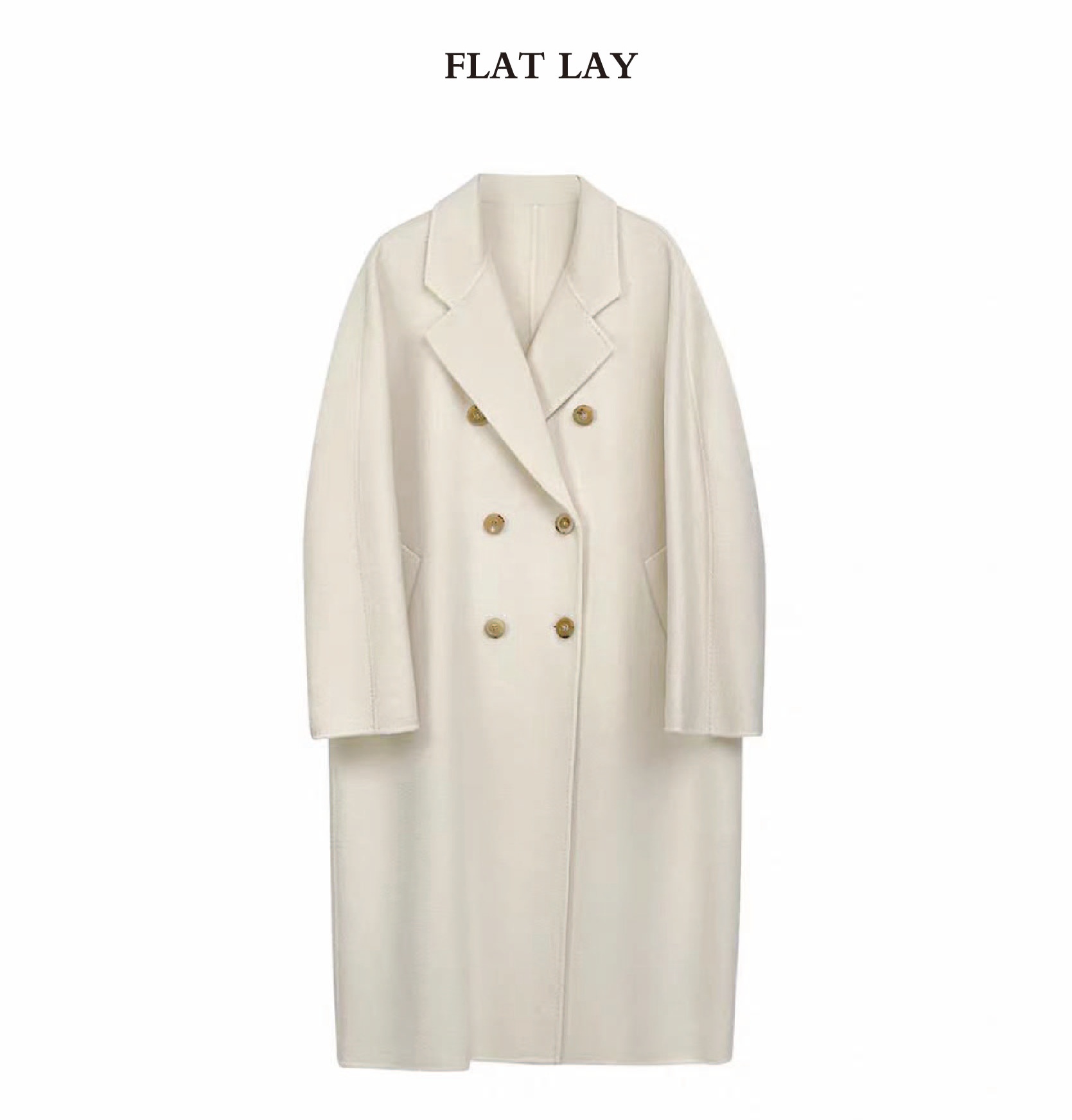 Different Colors Winter Ladies' Wool Overcoat Cashmere Long Double-breasted Tweed Handmade Soft Coat