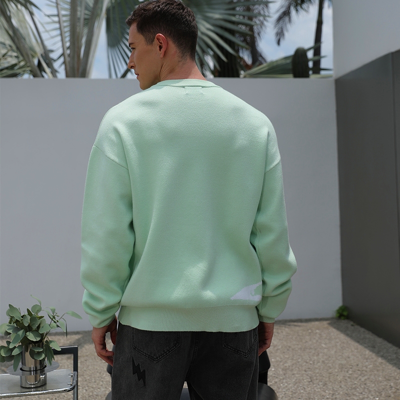 Custom LOGO Men Sweater Jacquard Graphic Knitwear Winter Crew Neck Pullover Knitted Jumper Casual Knit Top Custom Sweater Men