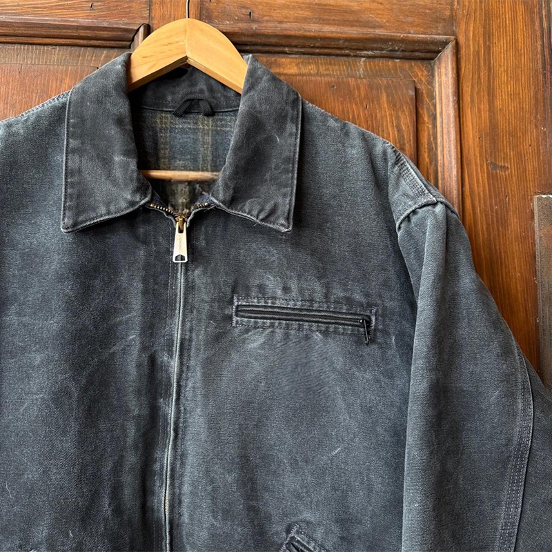 Unisex Vintage Acid Wash Denim College Jacket High Quality Full Zip Custom Casual Streetwear Plain Dyed 100% Cotton Autumn