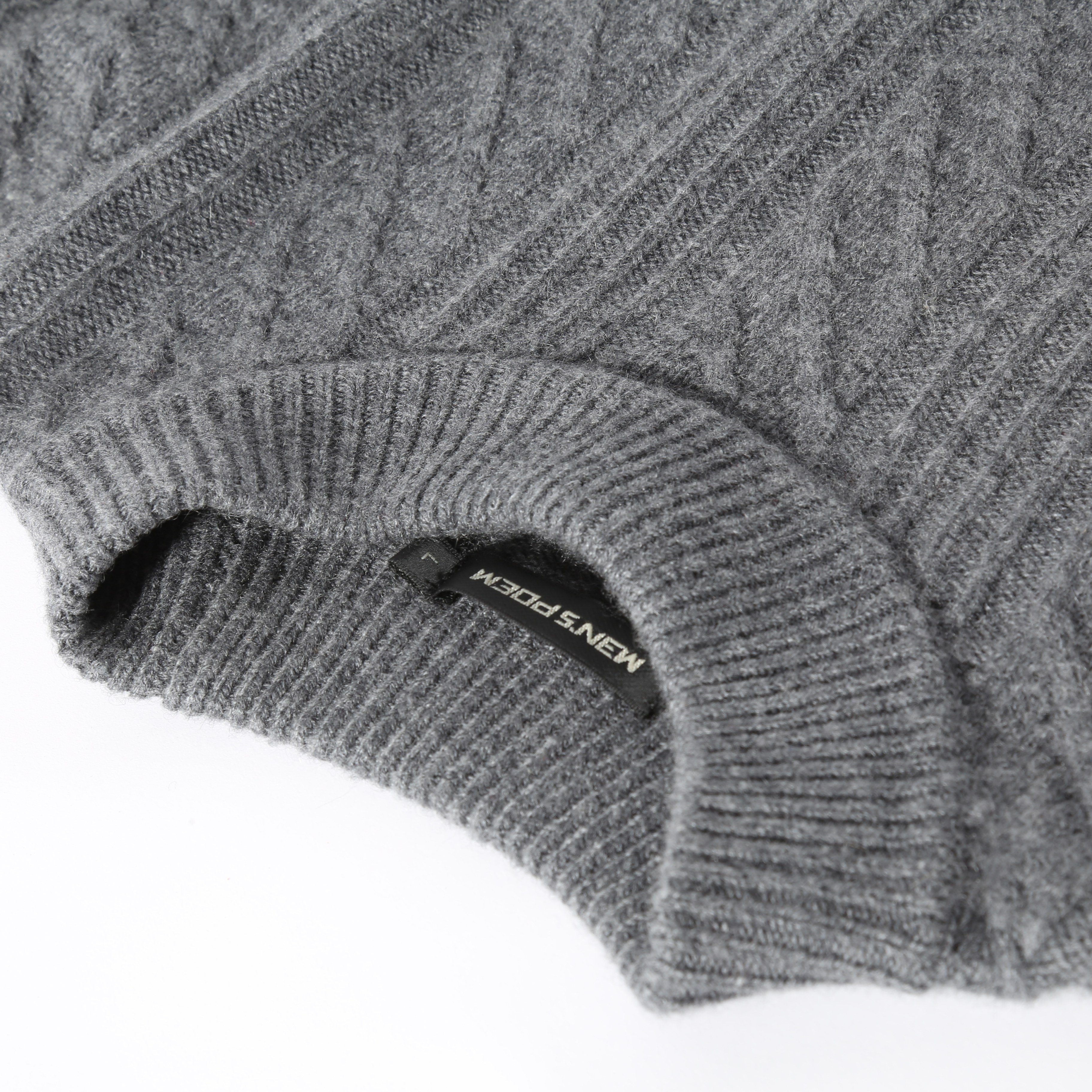 Pure Cashmere Cable Knit Crew Neck Sweater Long Sleeve Design OEM/ODM Customization Ready Stock for Men