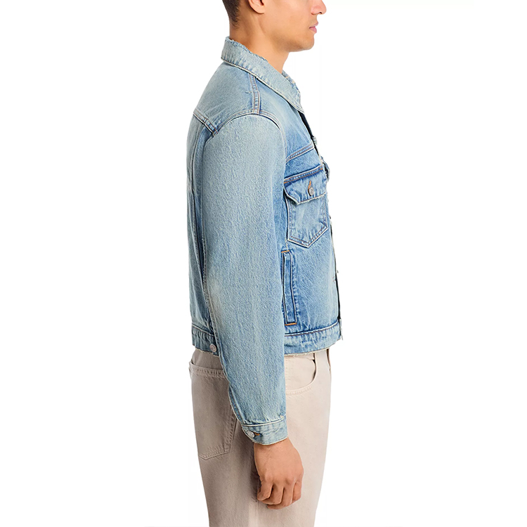 Long Sleeve Vintage Regular Wash Eco-Friendly 100% Cotton Denim Trucker Jacket