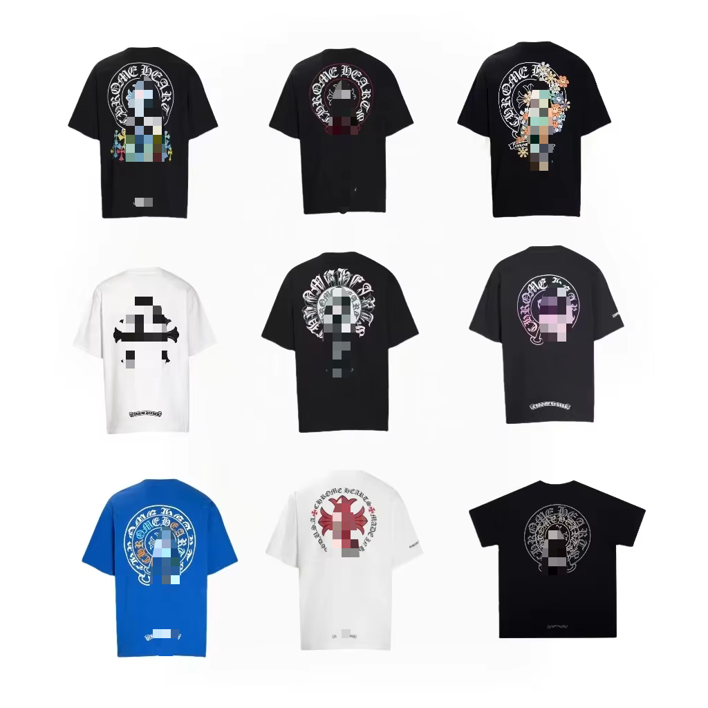 High Grammage 240g Chromed Hearts Letter Knitted Silk Screen Printed Hip Hop Unisex Short Sleeve T-Shirt 100% Cotton Wholesale