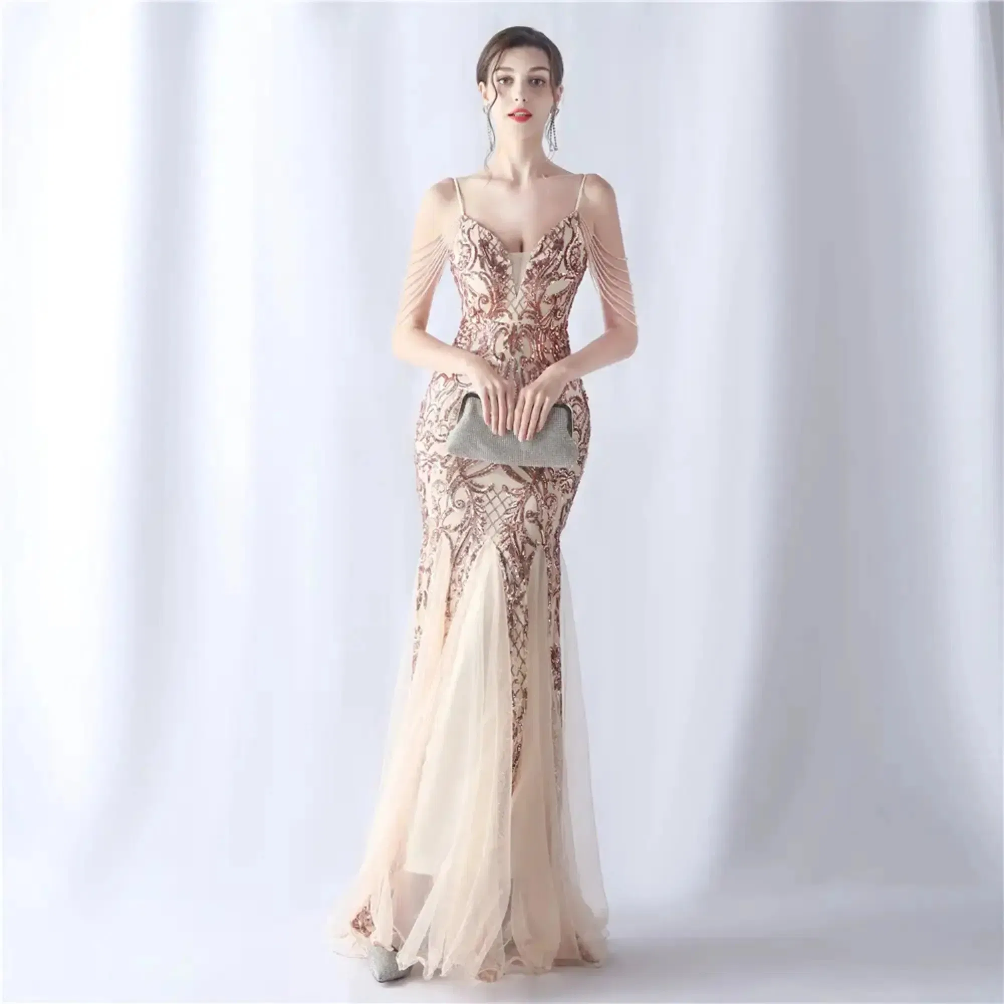 Custom Long Sequin Evening Dress New Arrival High-End Fashion Special Event Gown