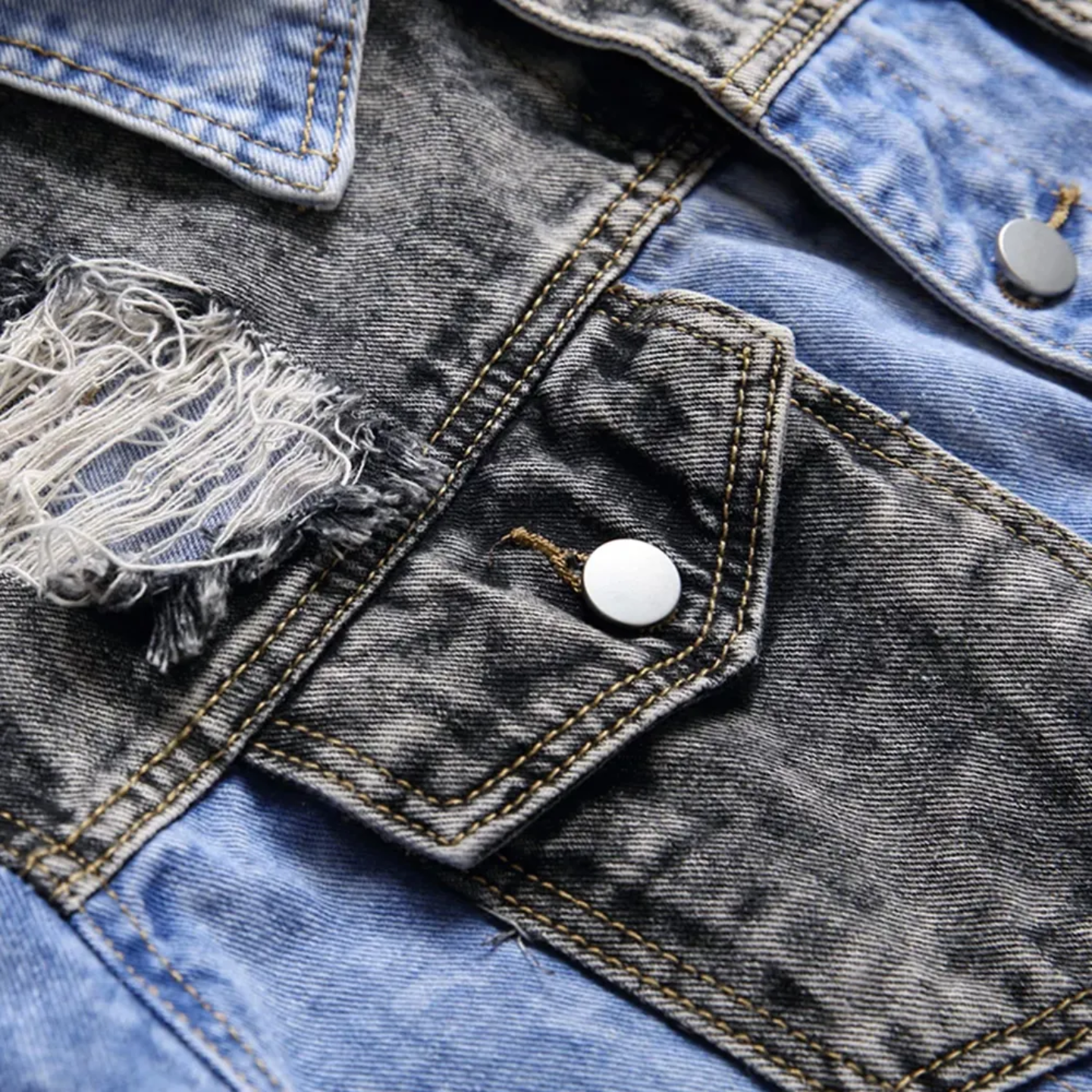 Denim Jacket Winter Shearing Vintage Washed Breathable Fleece Lining Men's Comfortable