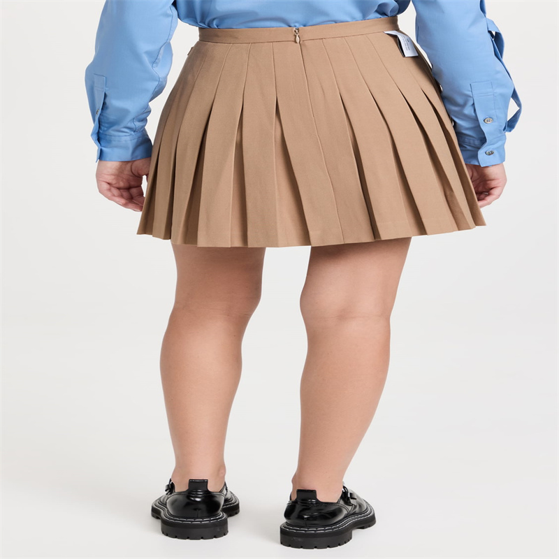 Pleated Front Buckles A-Line Cut Mini Skirt