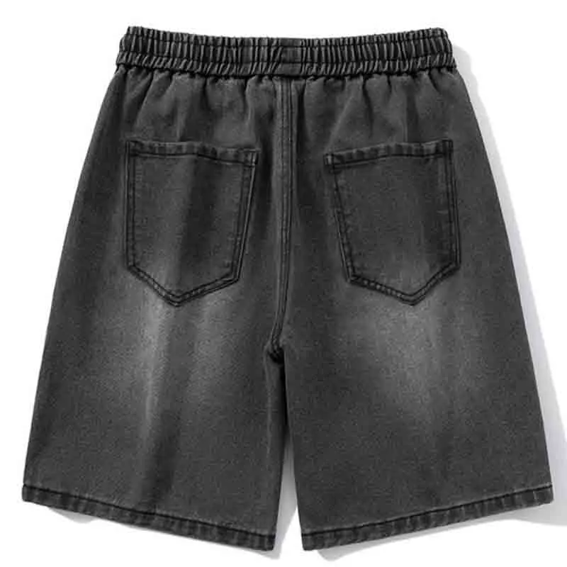 Men Casual Washed Summer Denim Short Pants Loose Fit Jeans Cargo Shorts