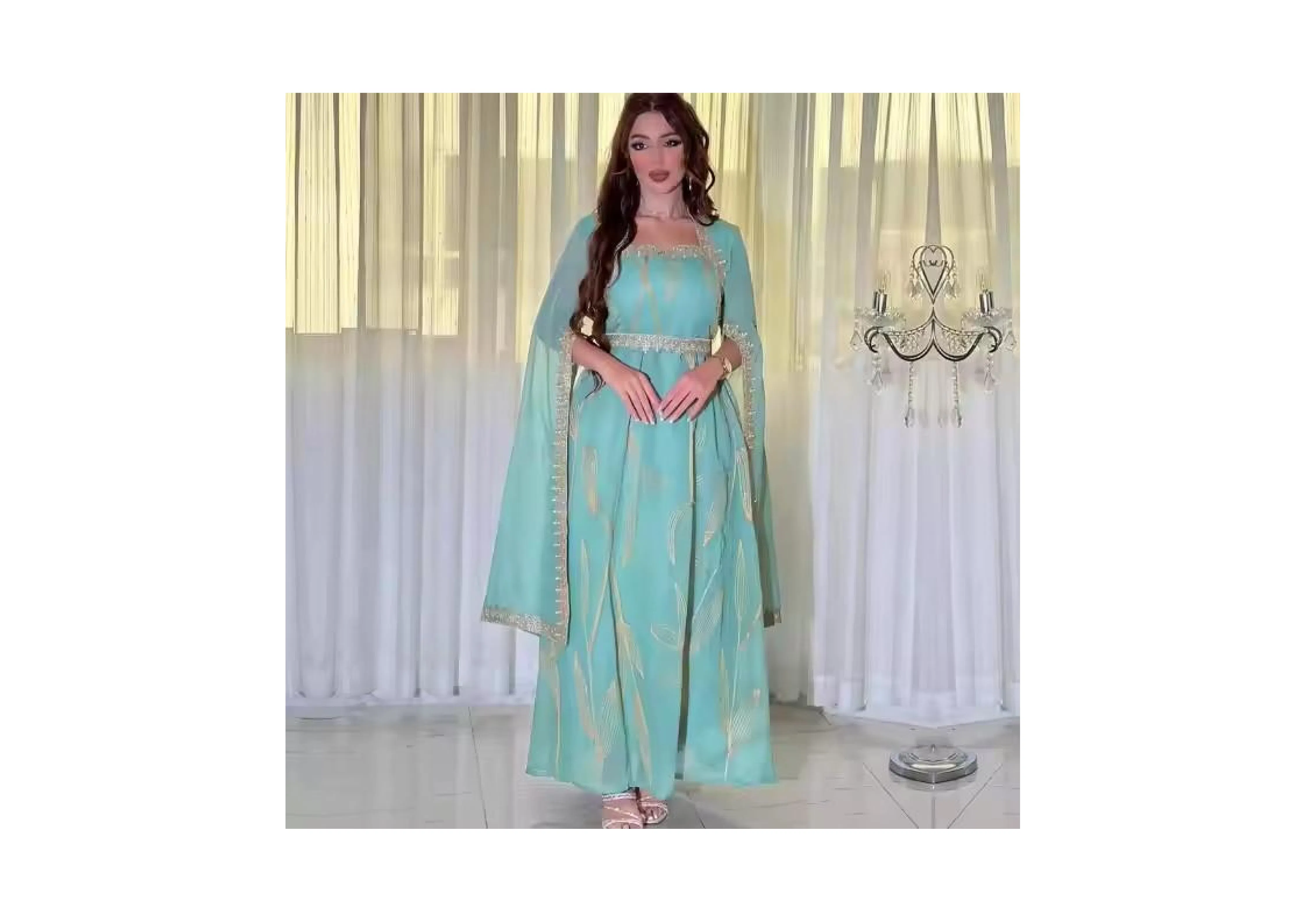 High Quality New Beautiful Long Sleeve Dress for Muslim Evening Events with Embroidery