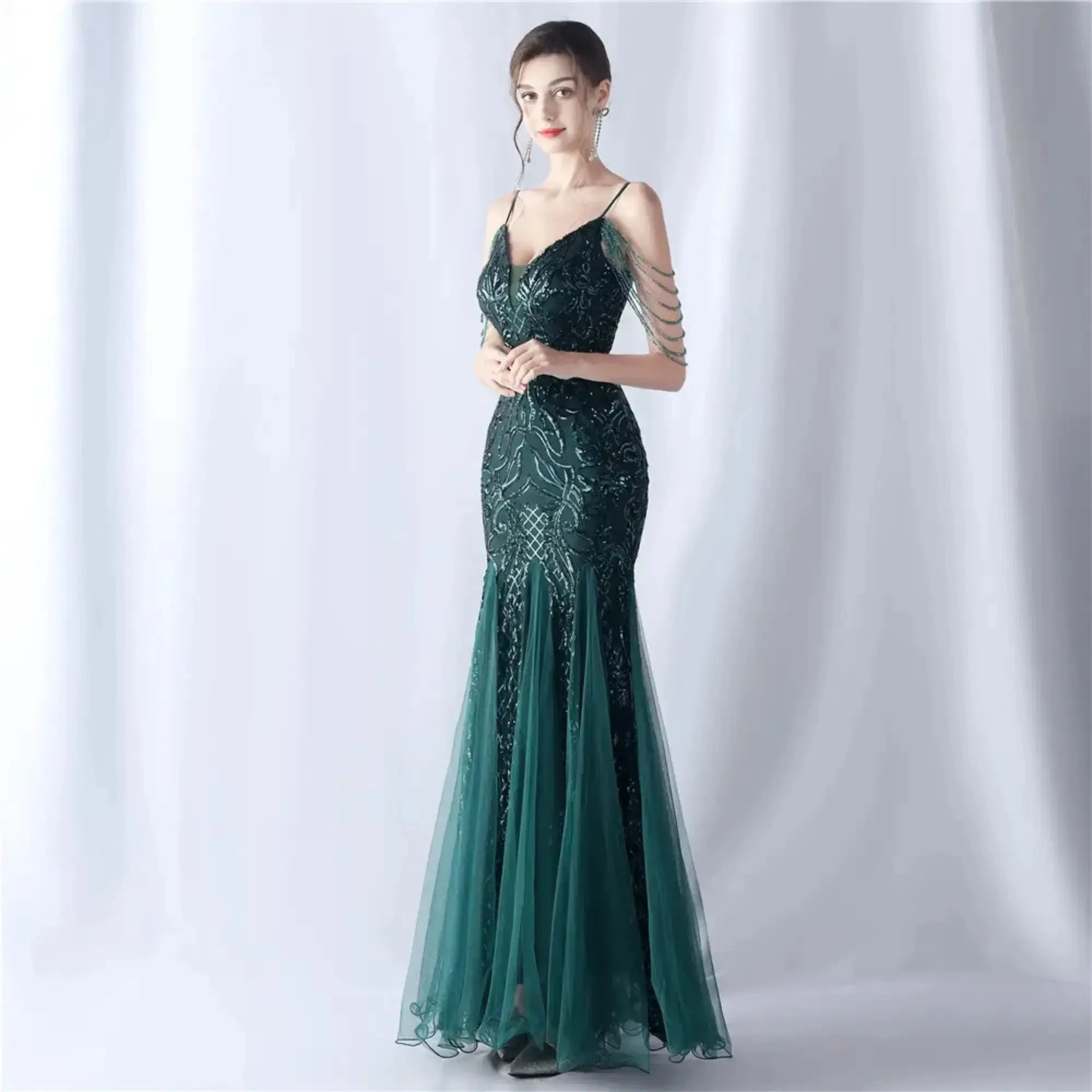 Custom Long Sequin Evening Dress New Arrival High-End Fashion Special Event Gown