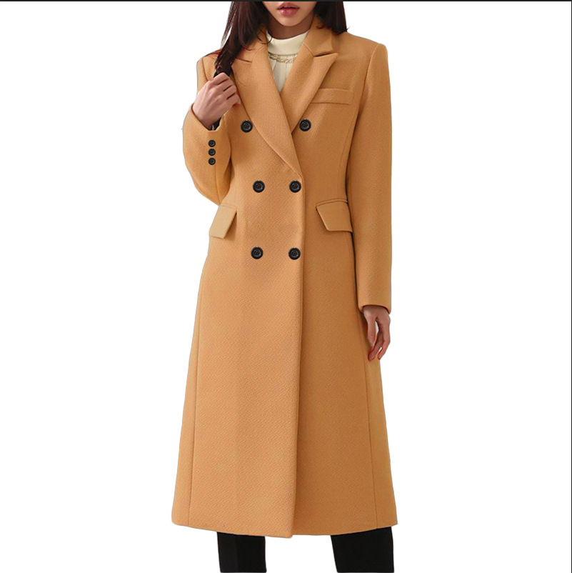 Hot Sale New Autumn Winter Women's Plus Size Breathable Plain Dyed Double Breasted Long Sleeve Overcoat Trench Coat