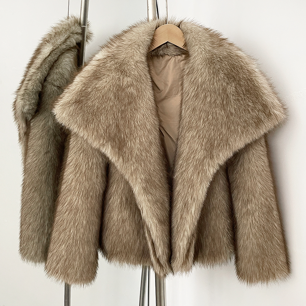 OFTBUY Women Faux Fox Fur Coat Ladies Autumn Winter Warm Short Jackets Artificial Imitation Fur Furry Outerwear Leopard Print