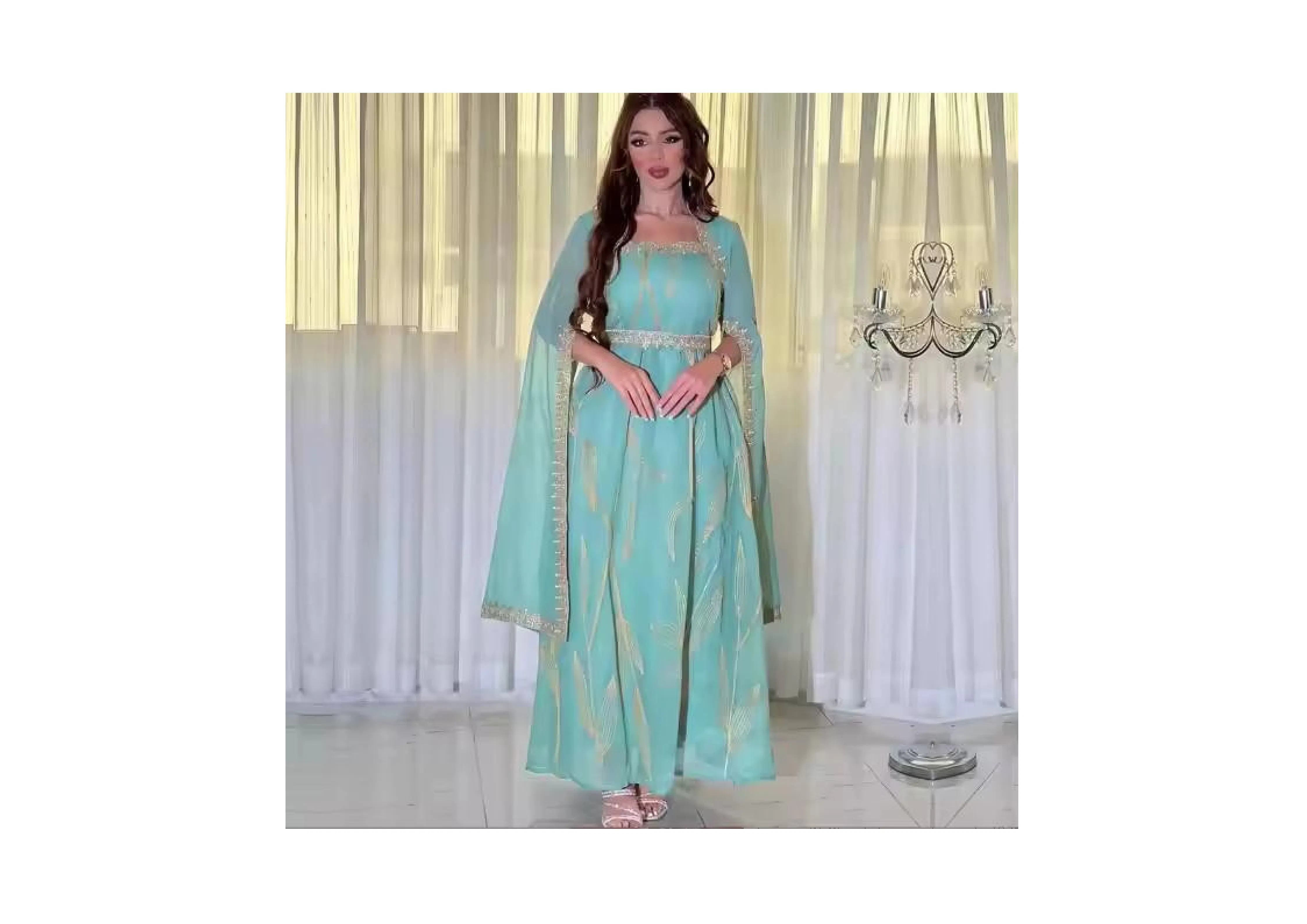 High Quality New Beautiful Long Sleeve Dress for Muslim Evening Events with Embroidery