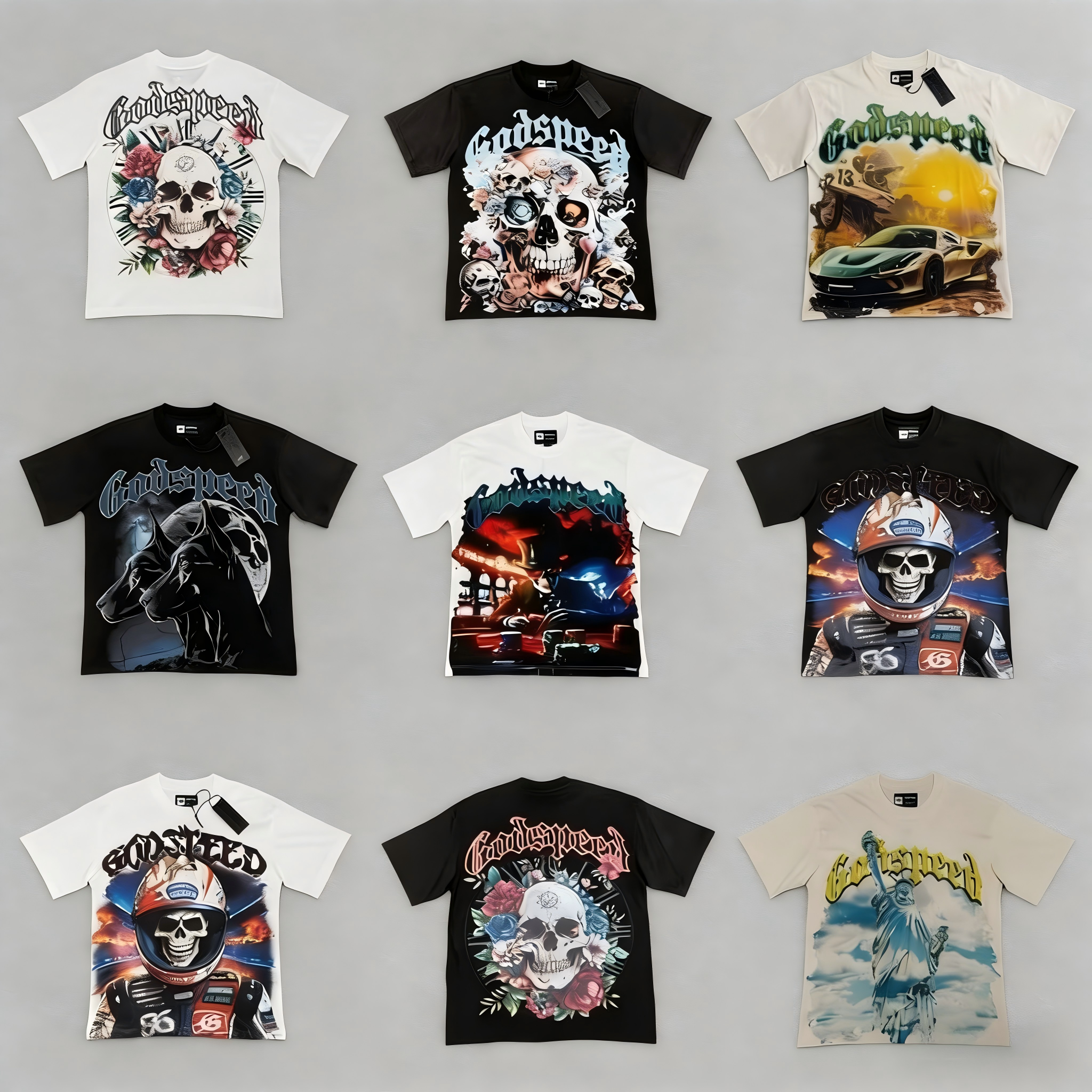 Men's Godspeed Graphic Regular Fit 100% Cotton 240g Silk Screen Printed Knitted Premium Streetwear Short Sleeve Tee