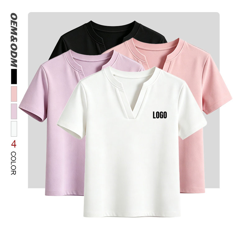 Party Night Soft Touch Graphic Pattern Casual Style Urban Fashion Durable Women's Polyester V-Neck Slim Fit Solid T-Shirt