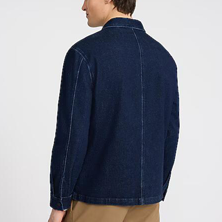 Cotton/Spandex Denim Dark Wash Eco-Friendly Casual Double Patch Pocket Shirt Jacket