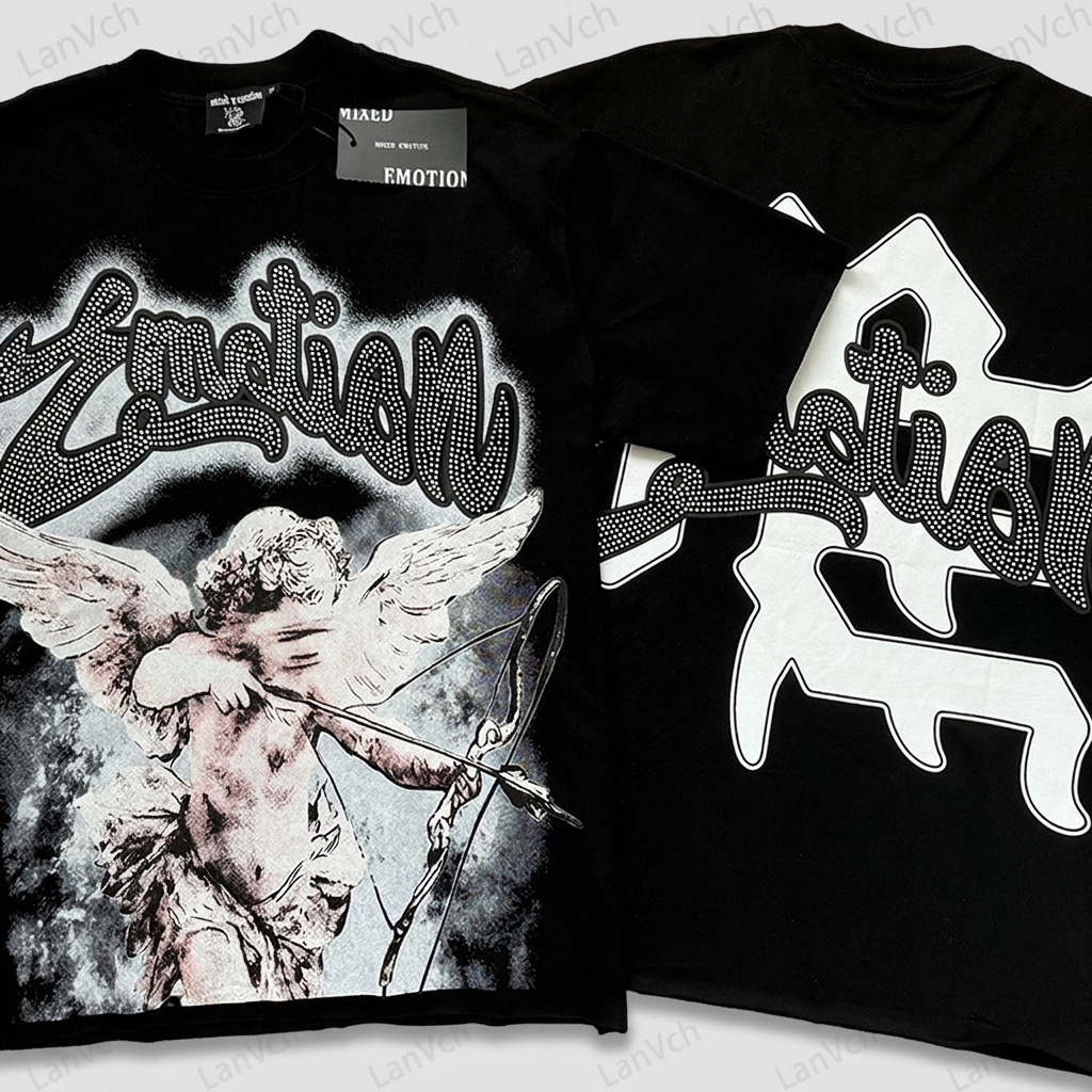 Mixed Emotion Men's Graphic Tee 2026, American High Street Diver Print T-Shirt, Custom Logo Wholesale