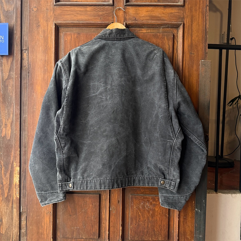 Unisex Vintage Acid Wash Denim College Jacket High Quality Full Zip Custom Casual Streetwear Plain Dyed 100% Cotton Autumn