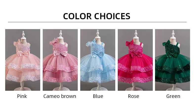 Children's Sequined Fluffy Mesh Cake Princess Dress Baby Girl Evening Dress