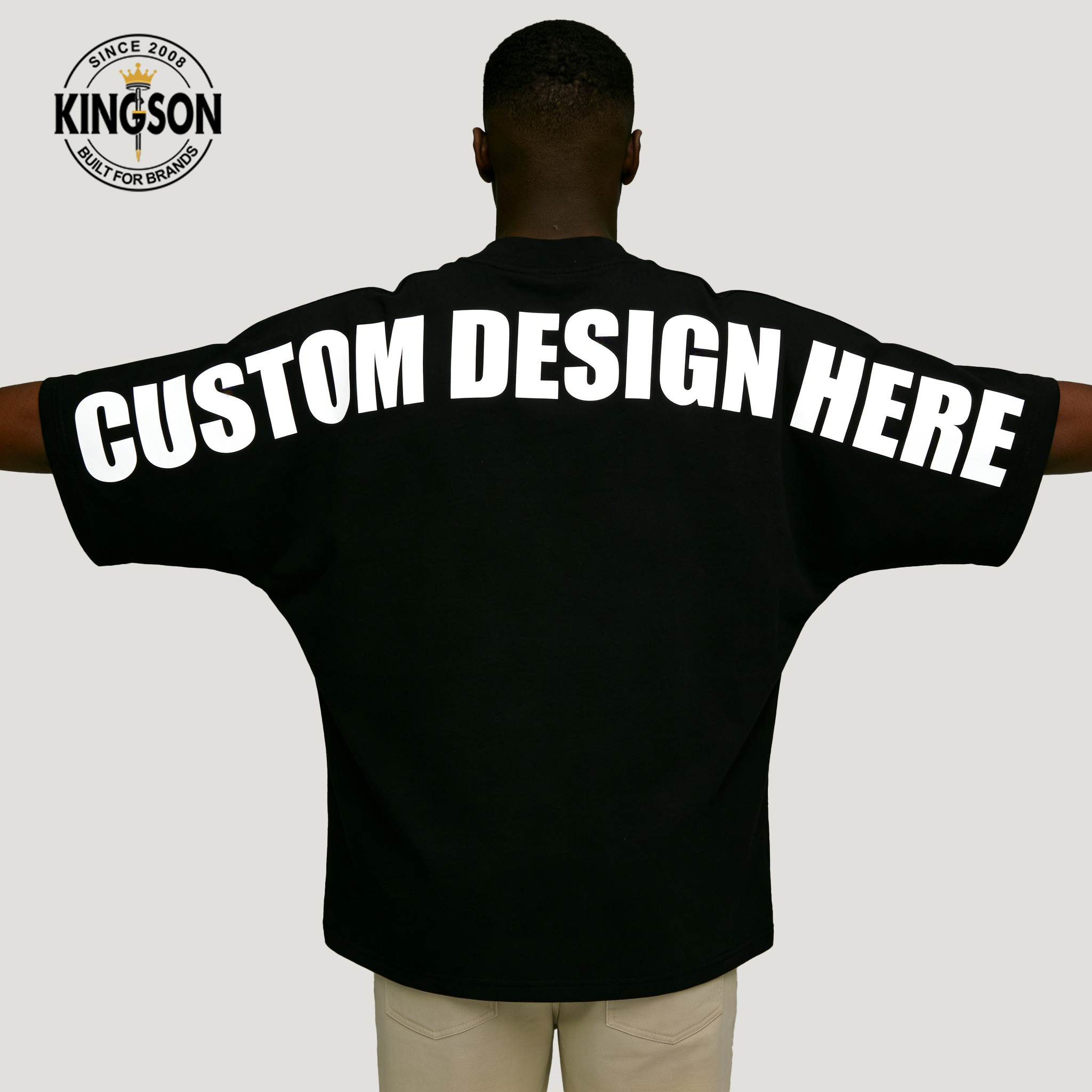 Custom Logo Men's T-shirt Wholesale Heavyweight 300 GSM Rib Crewneck Cotton Drop Shoulder Oversized Streetwear T Shirts For Men