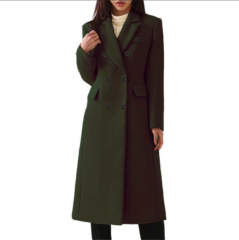Hot Sale New Autumn Winter Women's Plus Size Breathable Plain Dyed Double Breasted Long Sleeve Overcoat Trench Coat