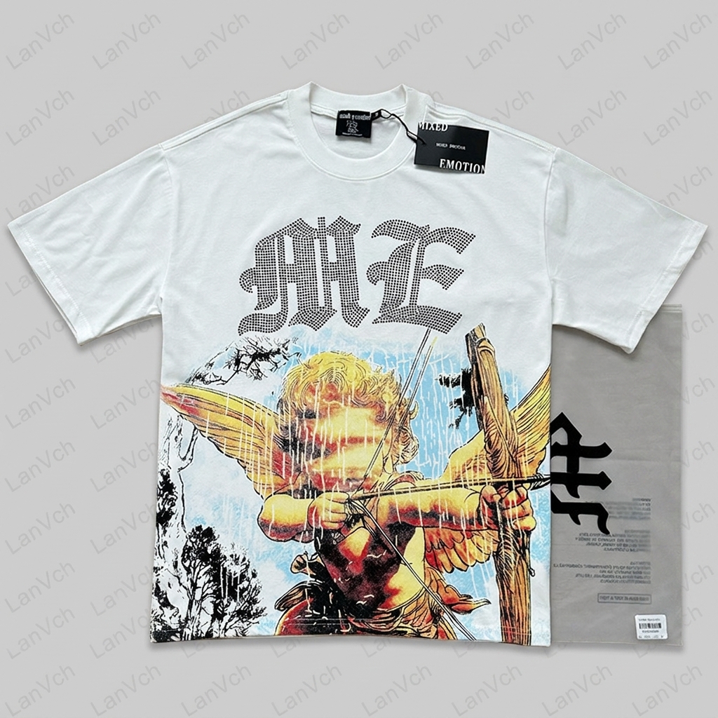 Mixed Emotion Men's Graphic Tee 2026, American High Street Diver Print T-Shirt, Custom Logo Wholesale
