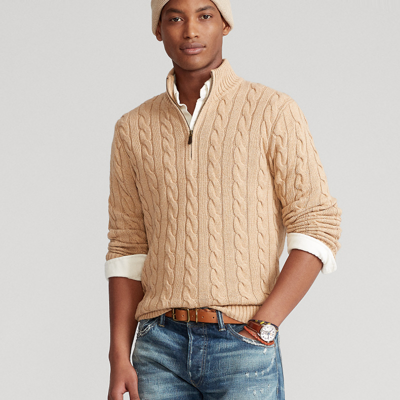 Classical Style Big Cable Knit Cashmere Men Sweater Men's Sweater