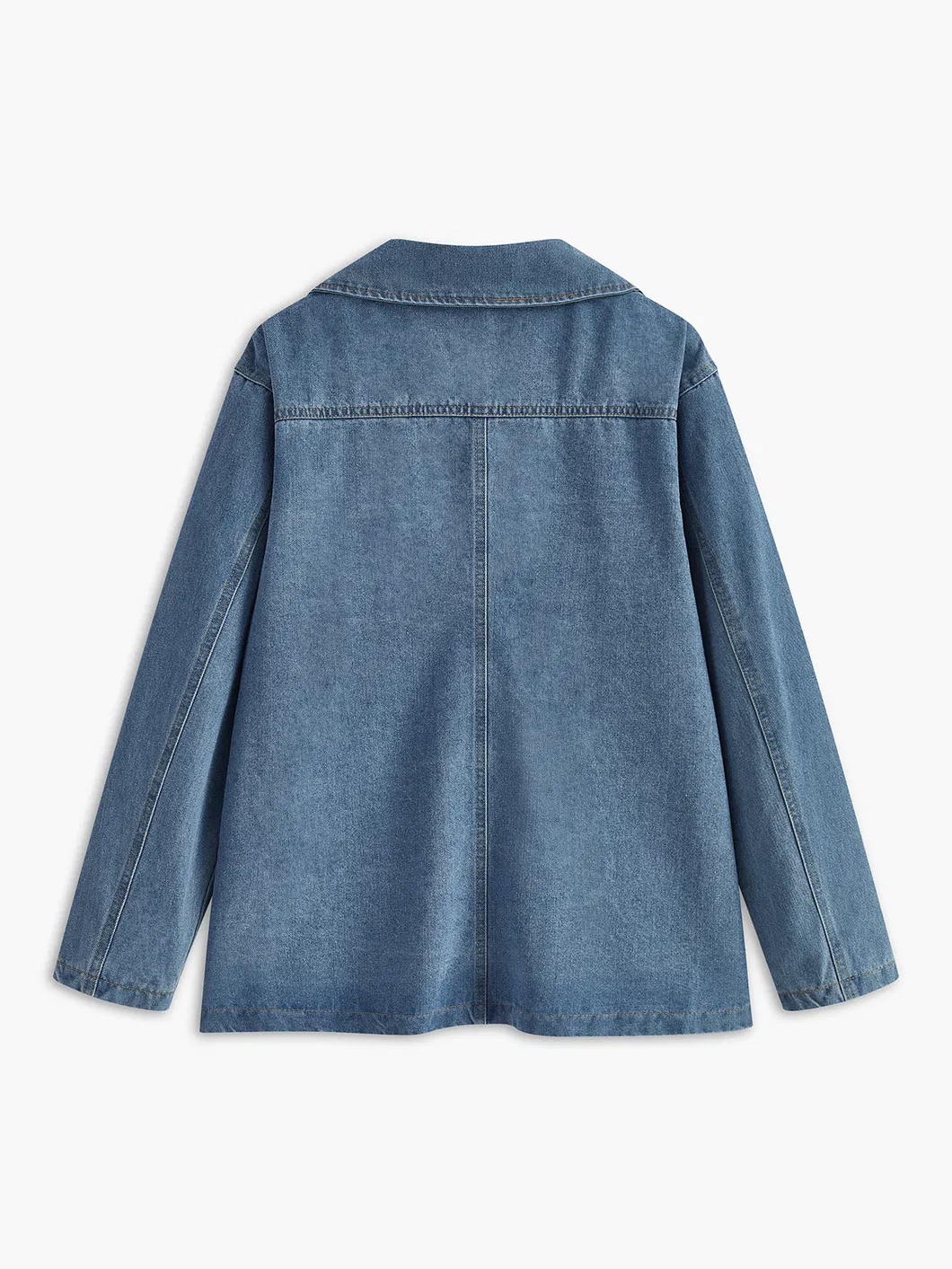 Women Casual Suit Light Wash Single-Breasted Casual Jacket Button Loose Denim Blazer