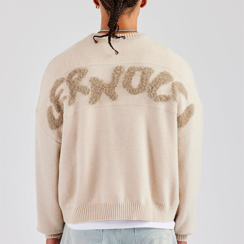 Knitwear Manufacturer Custom Design Logo Fluffy Intarsia Men Knit Sweater Pull Homme Knitted Streetwear Pullover Sweater Men