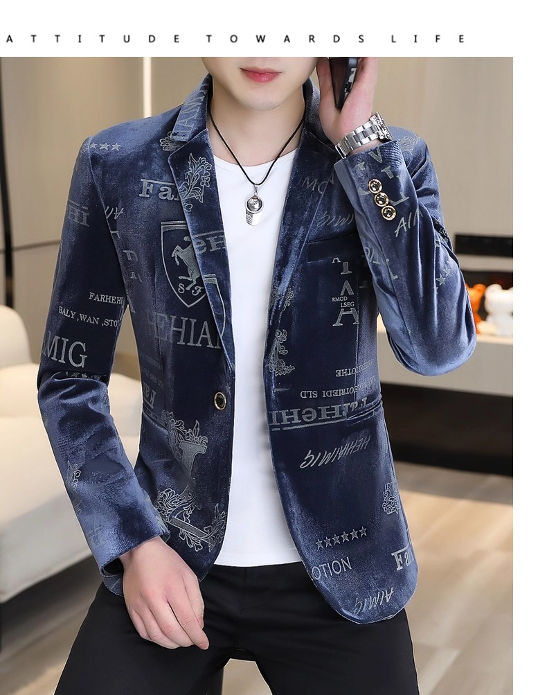 OEM Custom Brand Logo Wholesale Men Casual Autumn Handsome Suit Slim Fit Long Sleeve Blazer Jacket