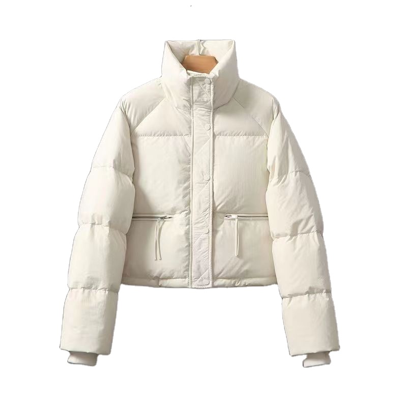 Women's Winter Long Sleeve Baggy Short Cotton Coats With Pockets Zipper Puffer Jacket