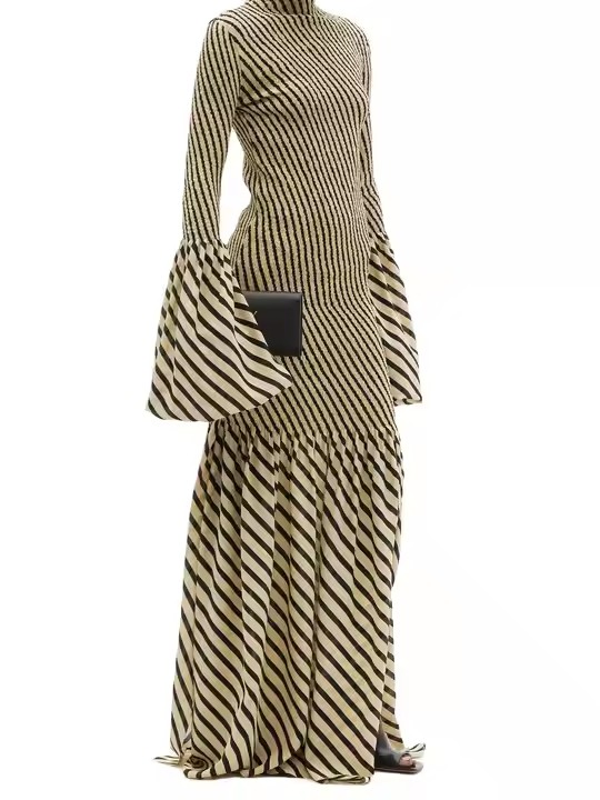 Custom Dress Evening Fashion Wholesale Ladies Girls Dress Elegant Customized Formal Striped Maxi Women Casual Dresses