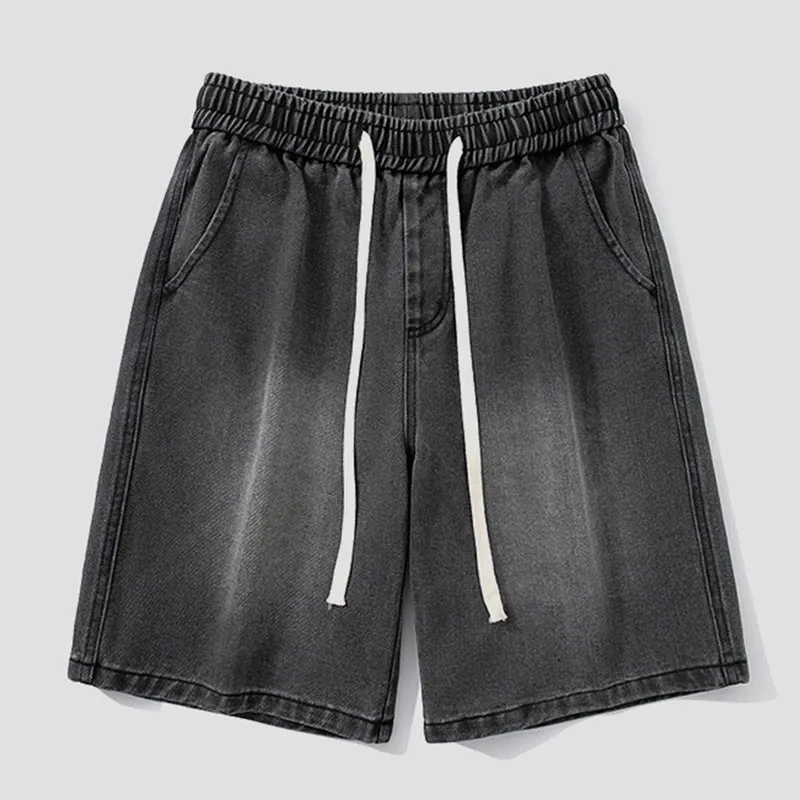 Men Casual Washed Summer Denim Short Pants Loose Fit Jeans Cargo Shorts