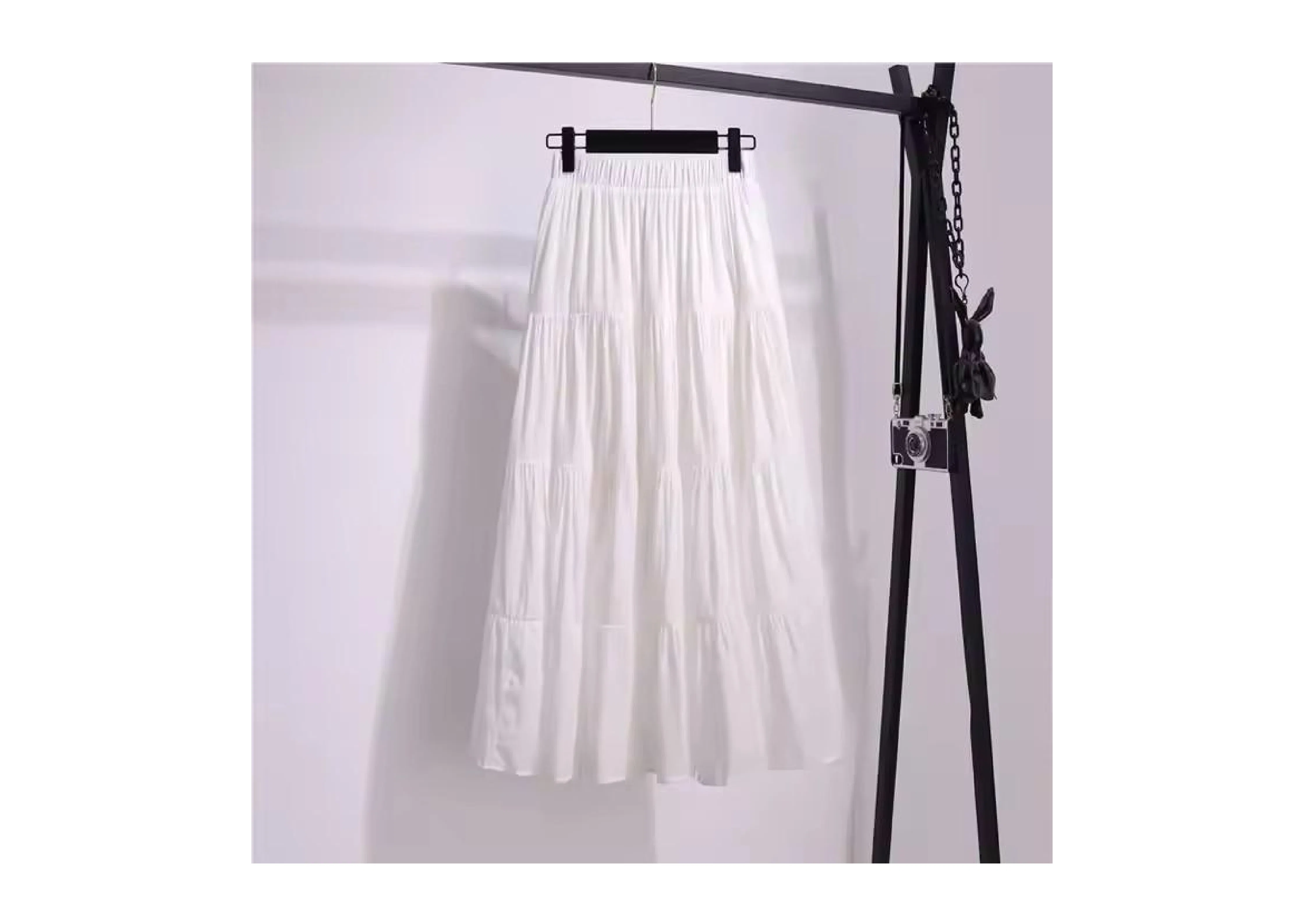 Women's Cotton and Linen Summer Half-Length Skirt, Plain-Colored Pleated Natural-Colored Girls' Half-Length Skirt