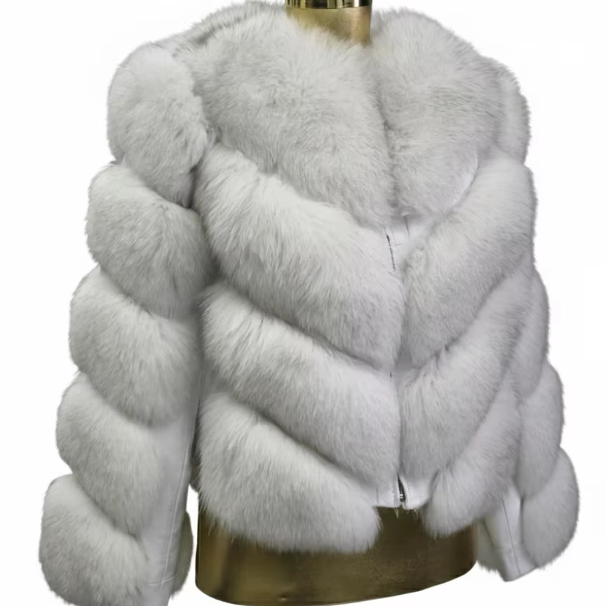 Premium Luxury Fox Fur Regular Winter Coat Women Ultra Soft Plush Warm Thick Outerwear High Quality Tailored Casual Pattern