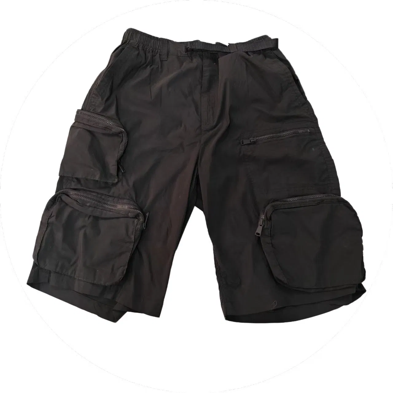 Men's Utility Cargo Shorts with Multiple Pockets and Durable Denim Fabric for Outdoor and Work Use