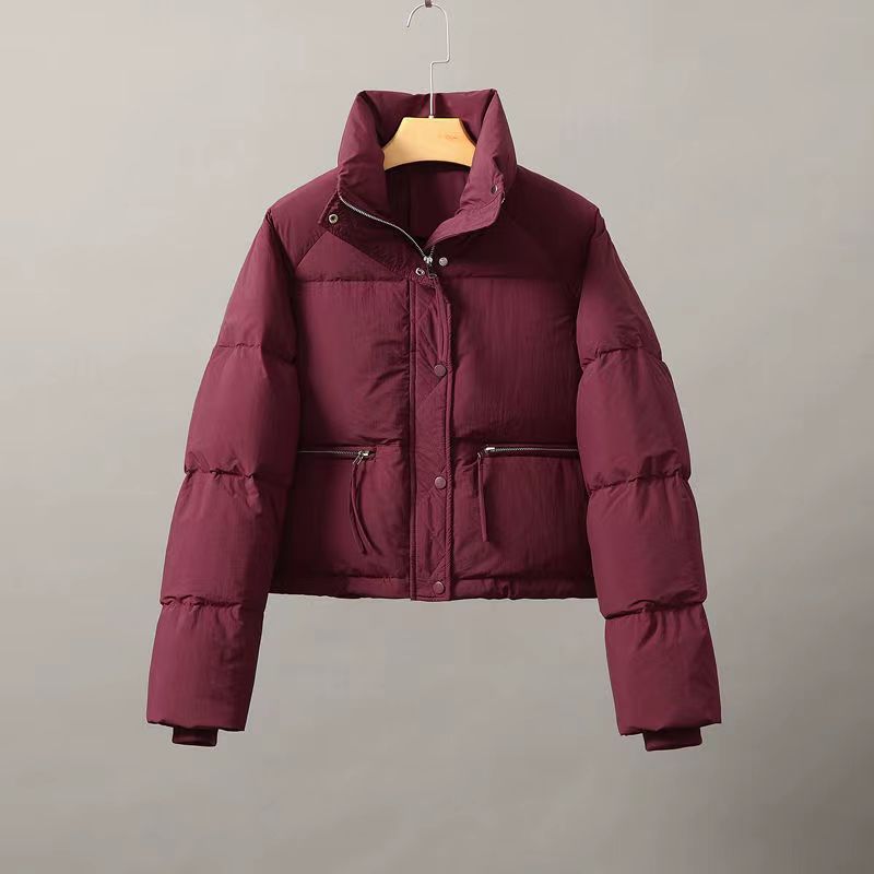 Women's Winter Long Sleeve Baggy Short Cotton Coats With Pockets Zipper Puffer Jacket