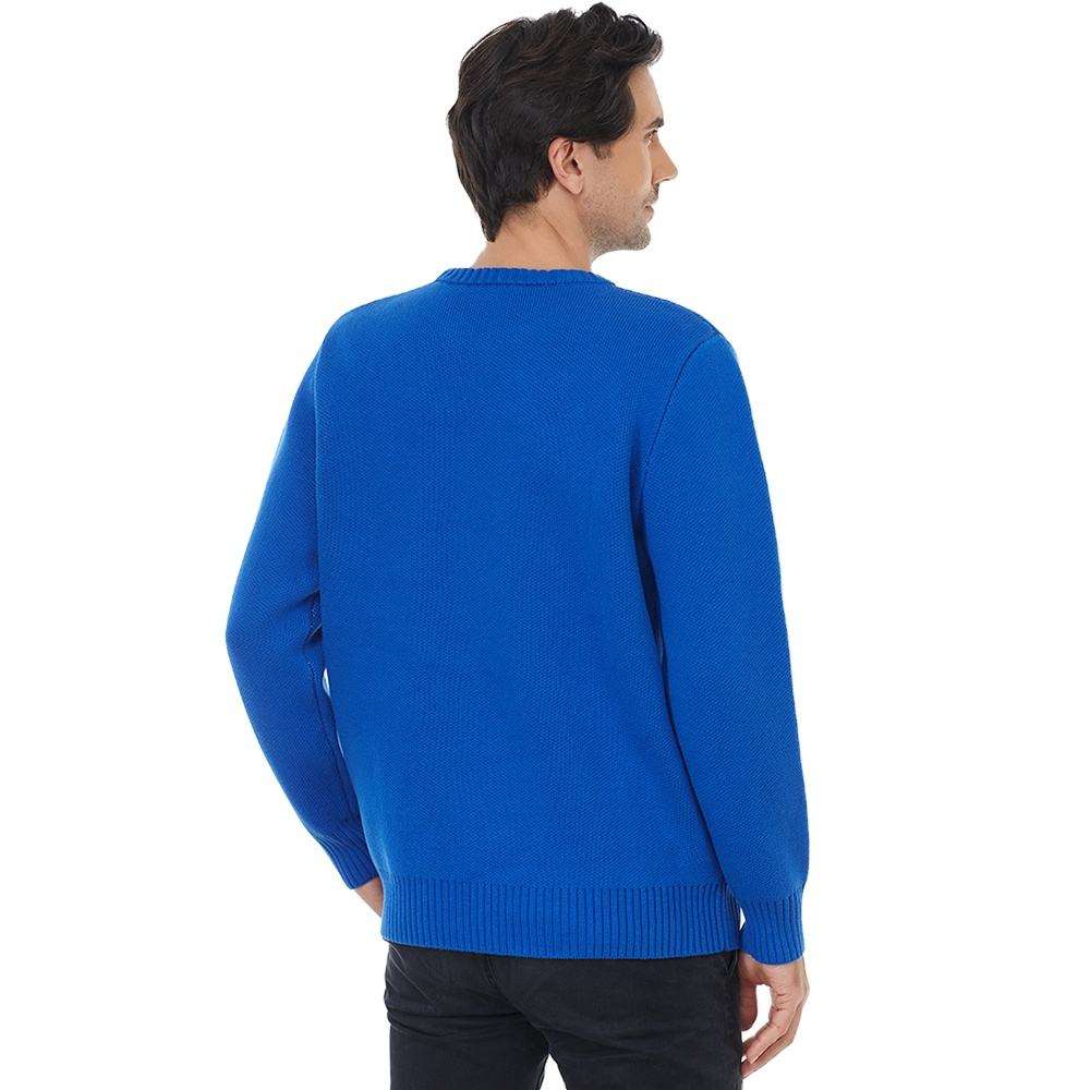 Custom LOGO Men Sweater Jacquard Pattern Knitwear Crew Neck Pullover Casual Graphic Jumper Winter Cotton Custom Knitted Sweater