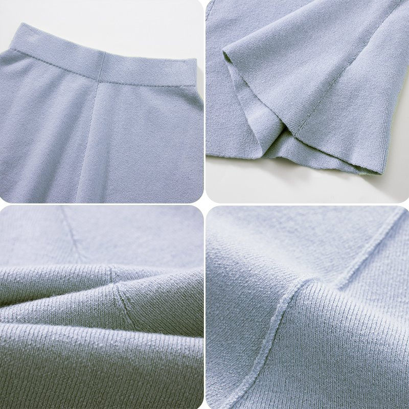 Women's Knitted Pleated Tennis Skirt Solid Color Casual Fair Skirt OEM