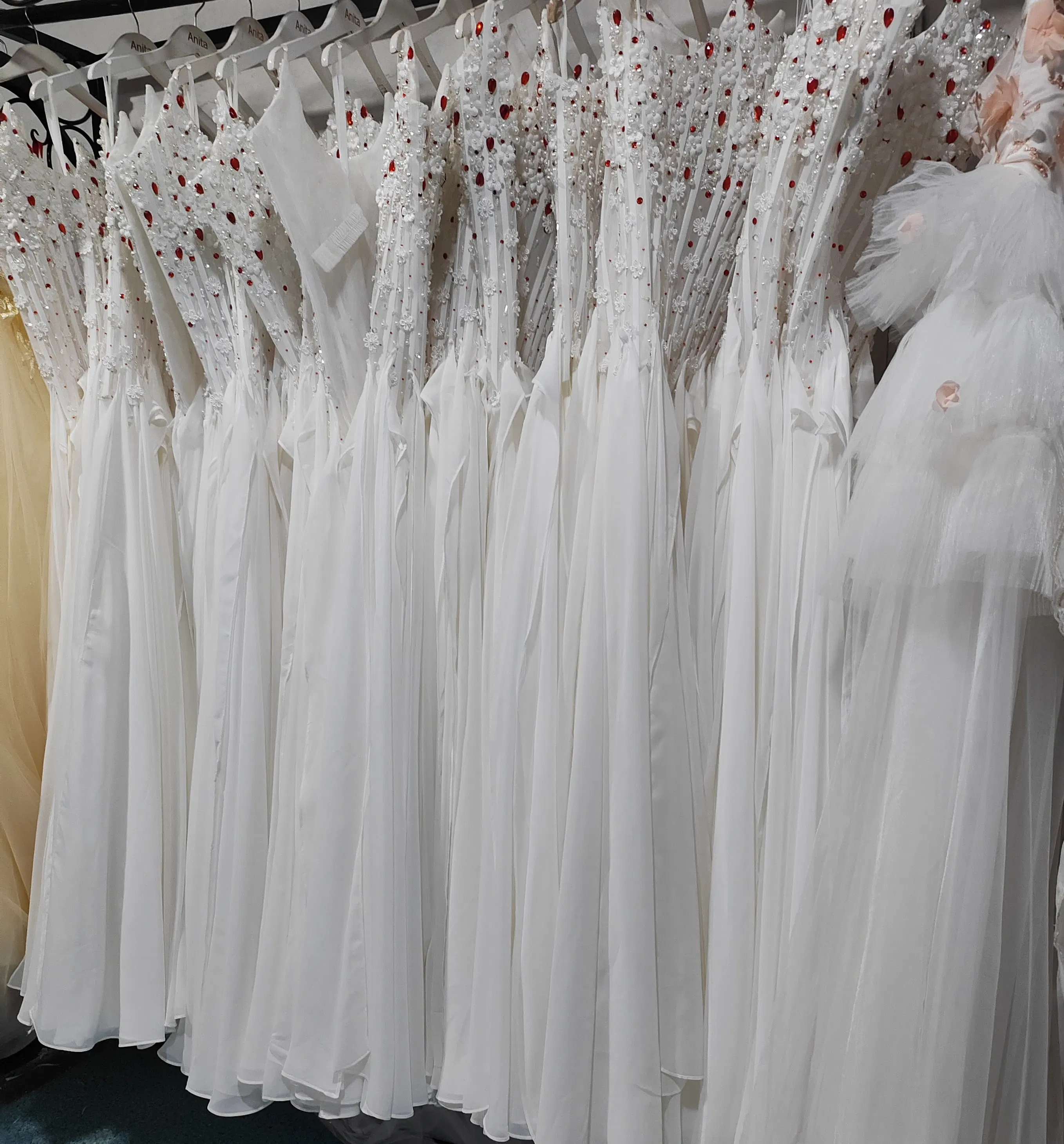 Beaded Wedding Formal Gowns Spandex Silver Evening Dress M71303