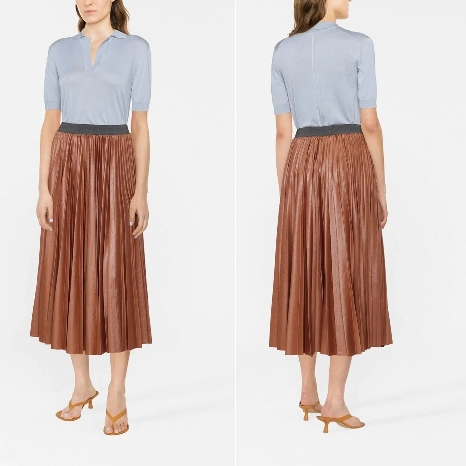 Summer Women Casual OEM Accept Clothing Factory Pleated MIDI Skirt Straight Hem