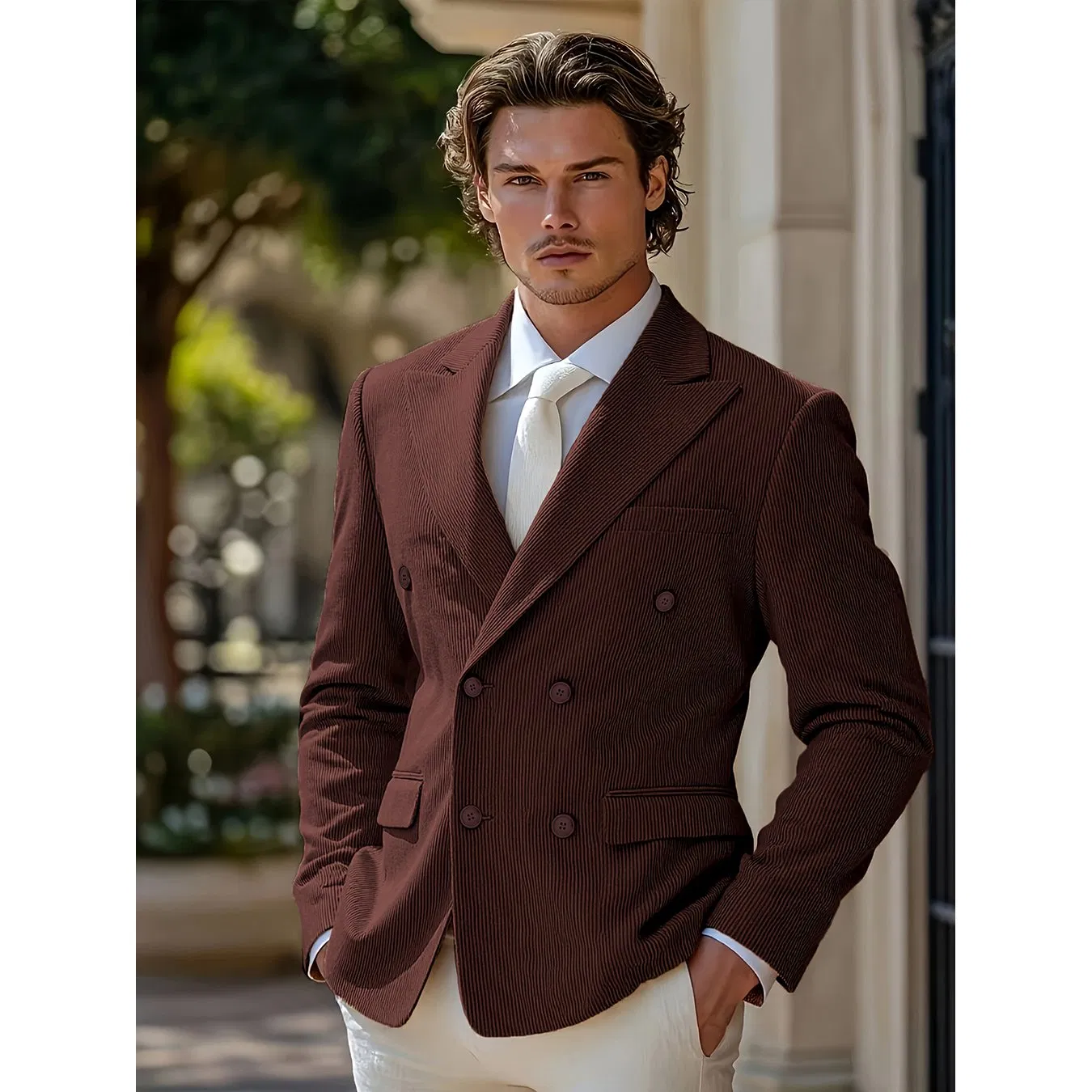 Elegant Corduroy Sport Coat for Men Autumn Casual Business Casual Blazer