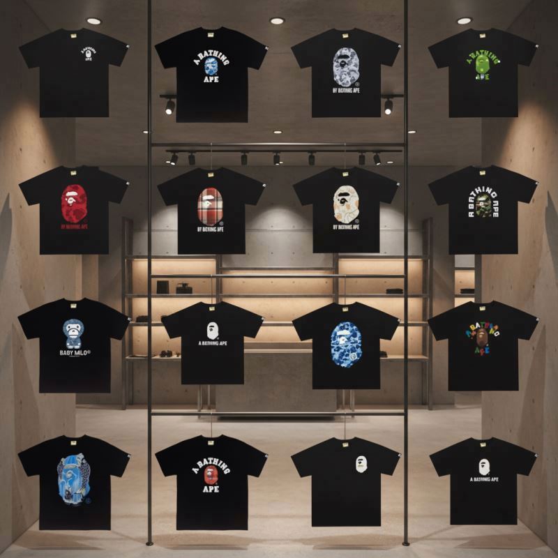 Wholesale Top Quality New Style Brand Fashion Designer T Shirt Men Trendy Loose Printed Bapees T Shirt Casual Sports T-shirt