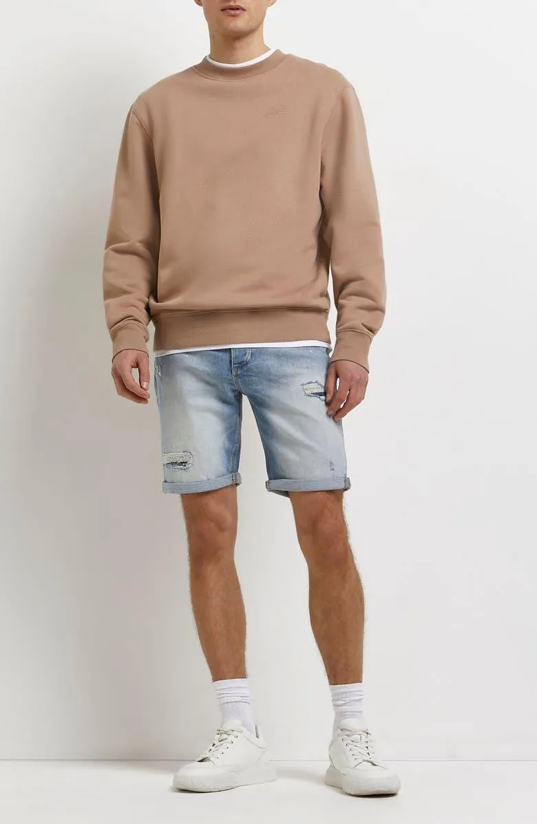 Men Shorts in Denim Stretchy Jeans Fabric Available with Custom Logo Zip Fly Button Closure with Side Pockets Pants Jeans
