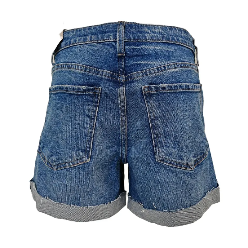 Ladies Unique Design Loose Side Pocket Casual High Waisted Light Blue Women Denim Shorts