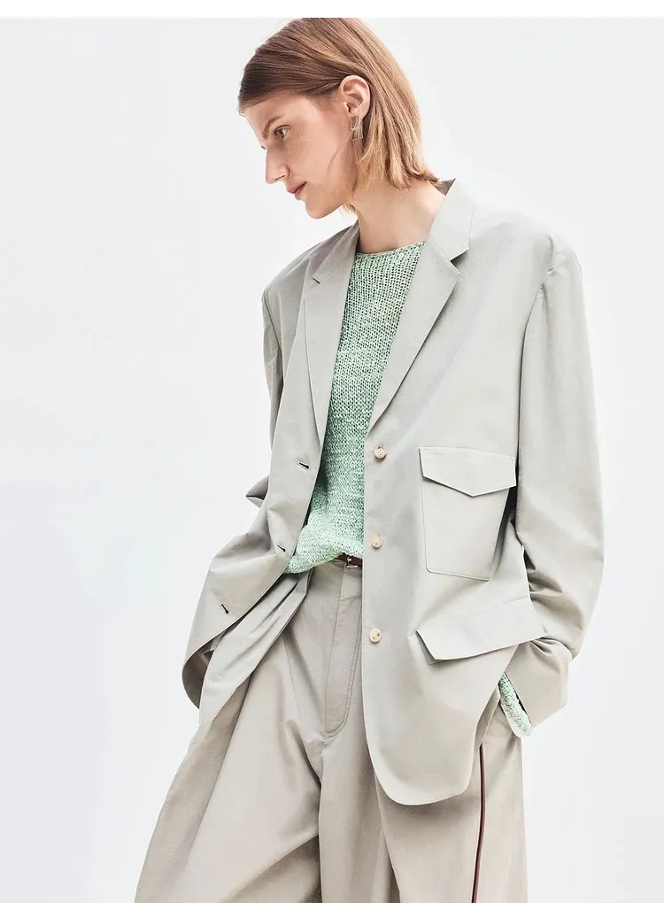 Customized Leisure Women Blazer Jacket High-End Chest Pockets Design Oversize Casual Women Suits Set Blazer Coat for Ladies Official Wear