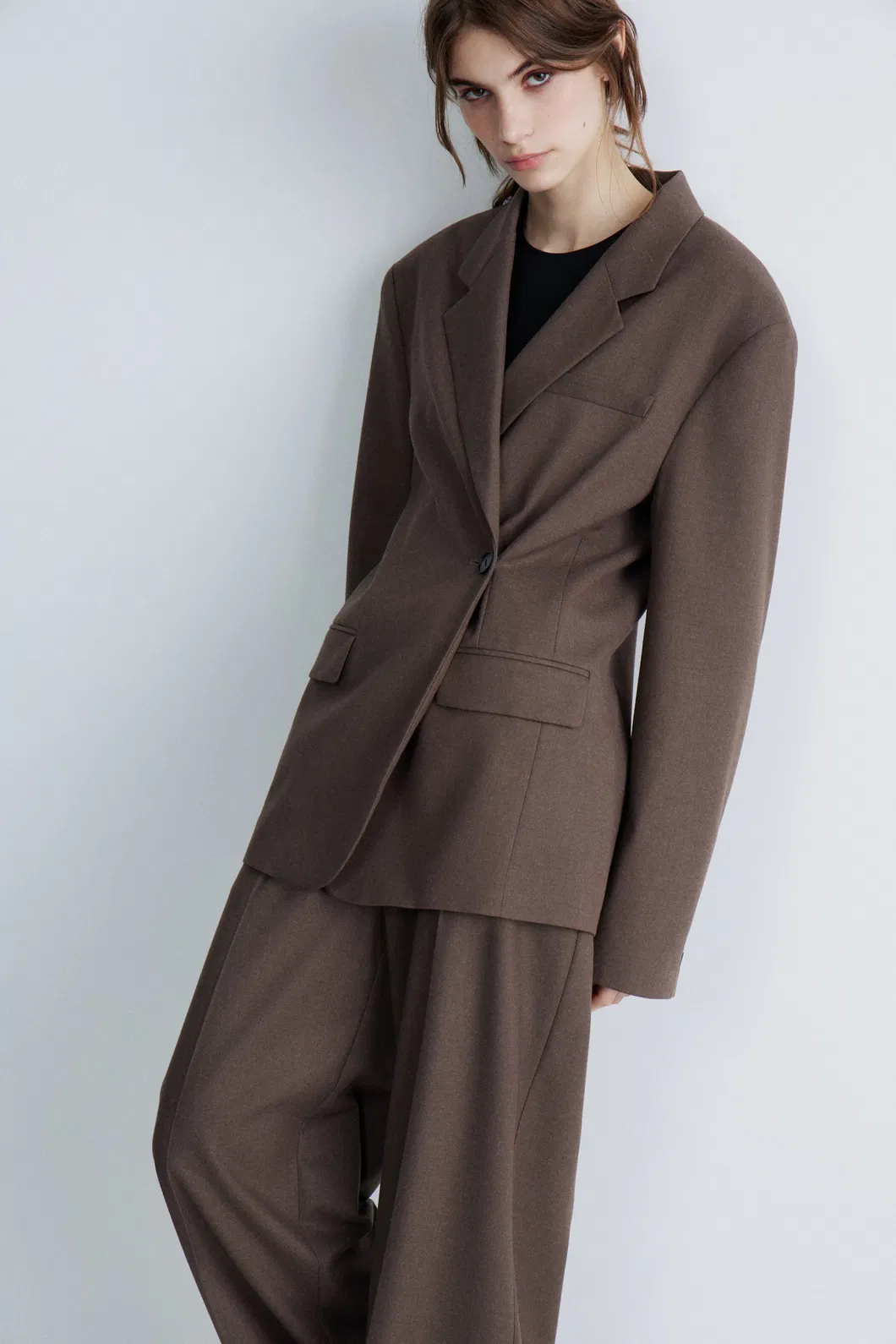 High-End Wholesale Loose Fit Wool Blend Fabric Women's Suits Blazer