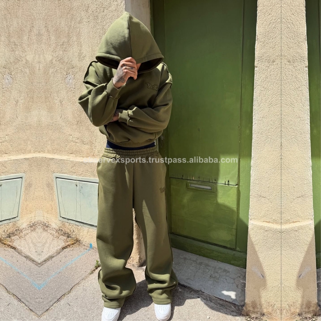 Custom Logo Printed Winter Hooded Heavyweight Breathable Quick-Dry 100% Cotton Unisex Tracksuit Sweatsuit High Quality Jogger