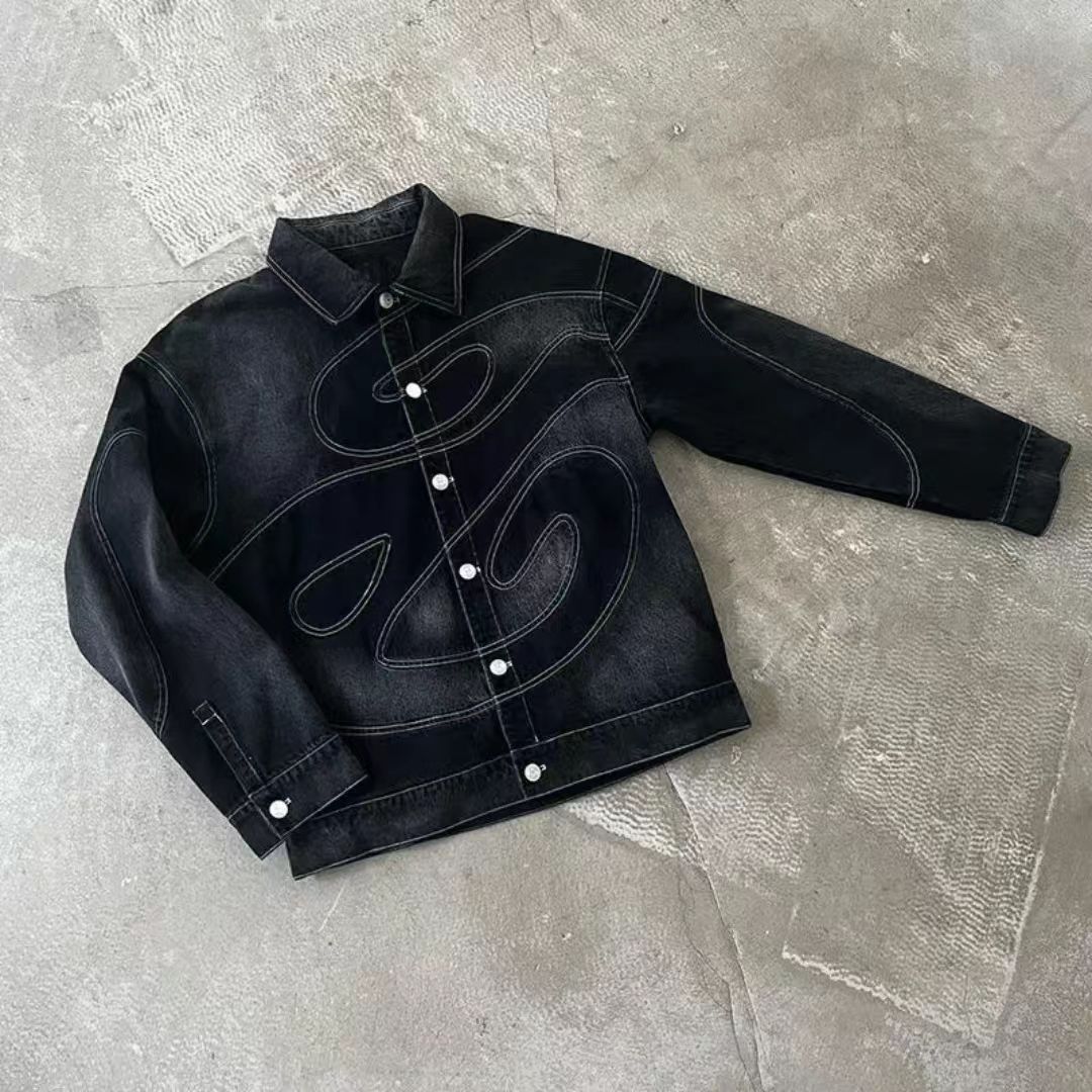 Custom Acid Washed Plus Size Men's Jackets Patchwork Embroidery Mens Jackets Fashionable High Quality Denim Designer Jackets