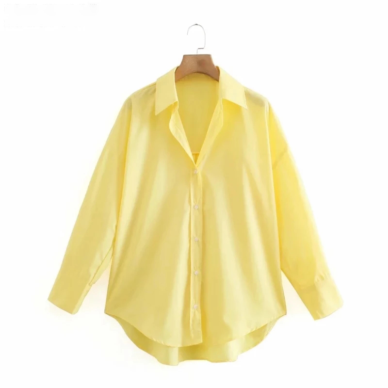 Basic Plus Size 100% Cotton Long Sleeve Shirt for Women