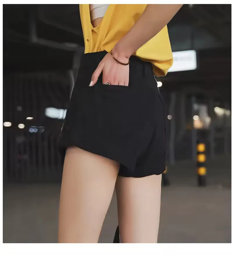 Fashion Lady Denim Shorts Women Short Jeans Wide Leg Elastic Waist High Waist Shorts