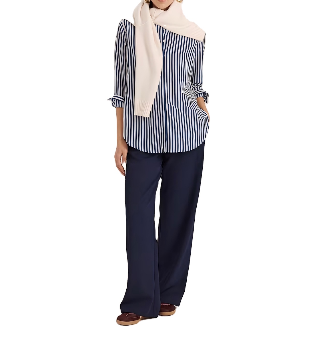 Latest Comfortable Women's Solid Long Simple Formal Blouse Tank Button 100% Linen Loose Turn-down Collar Eco-Friendly Breathable
